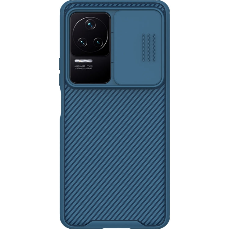 Blue Nillkin CamShield Pro phone case with camera cutout and ribbed grip texture