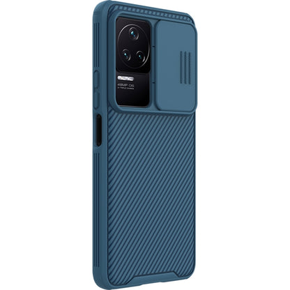 Blue Nillkin CamShield Pro phone case with side button cutouts and ribbed texture