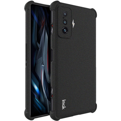 Shockproof matte black TPU phone case with screen protector, camera cutouts, raised edges