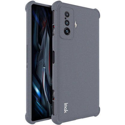 Shockproof matte grey TPU phone case with screen protector, camera cutouts, raised edges