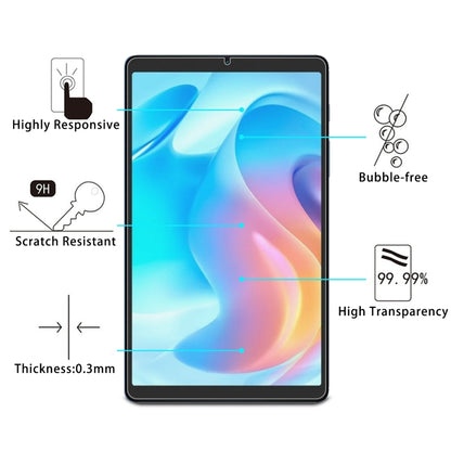 Tempered glass screen protector on tablet display, 9H scratch resistant design