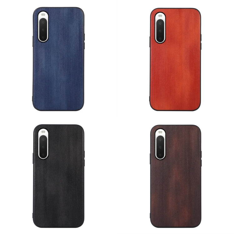 Four-color textured PU phone case set with camera cutouts: blue, red, black, brown.