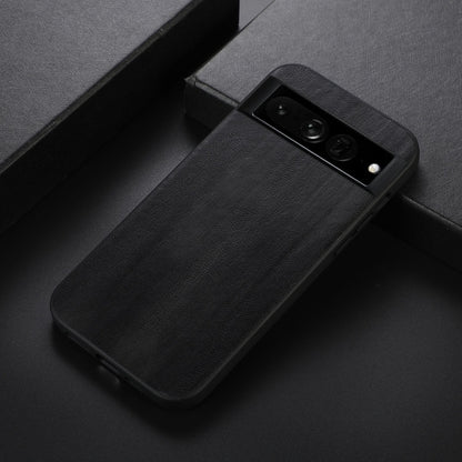 Black textured PU phone case with camera and flash cutouts, angled view