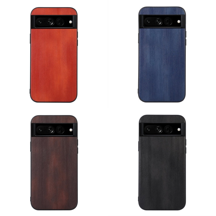Textured PU phone cases in red, blue, brown, and black, with camera cutouts