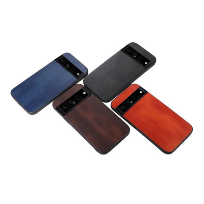 Textured PU phone cases in blue, brown, red, and black with camera cutouts