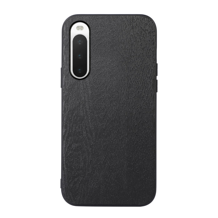Wood-texture PU phone case for Sony Xperia 10 IV with camera cutout, black