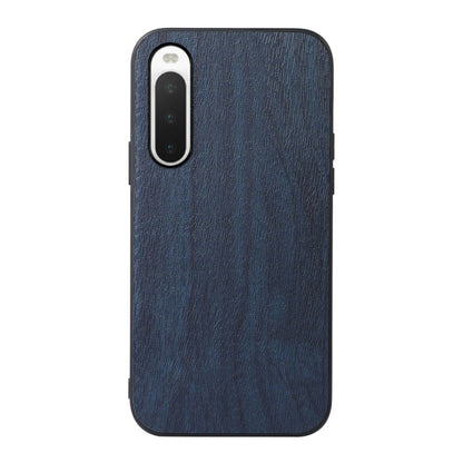 Wood-texture PU phone case for Sony Xperia 10 IV with camera cutout, blue