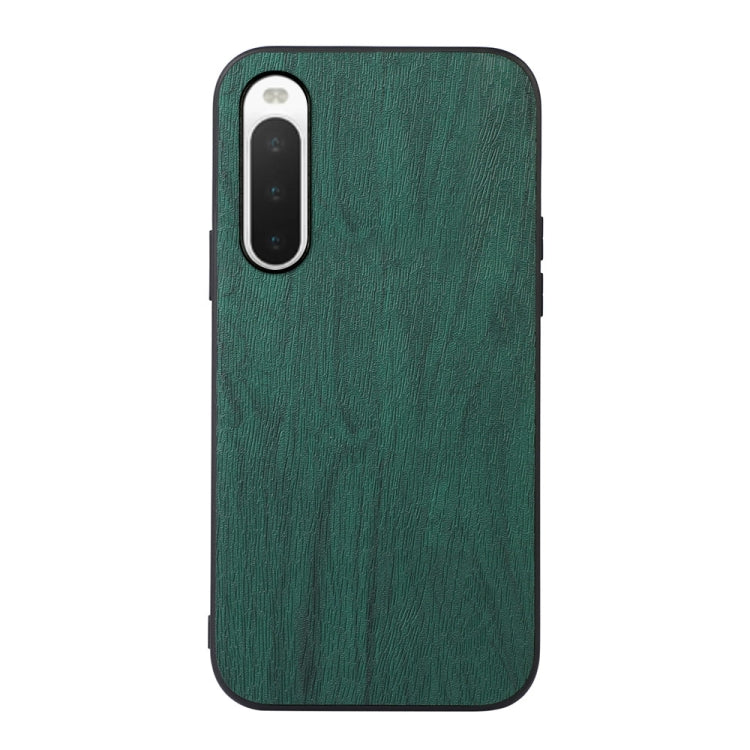 Wood-texture PU phone case for Sony Xperia 10 IV with camera cutout, green