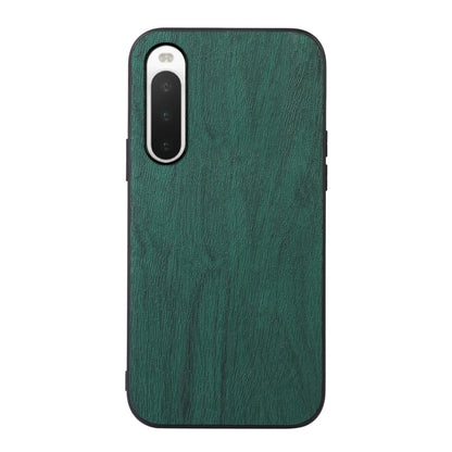 Wood-texture PU phone case for Sony Xperia 10 IV with camera cutout, green