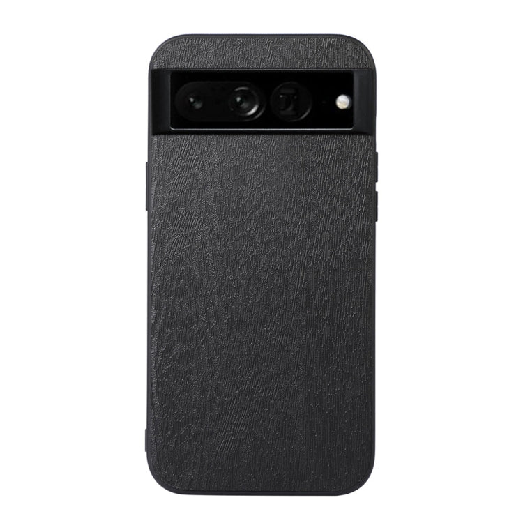 Wood-grain PU phone case with camera cutout, dark finish