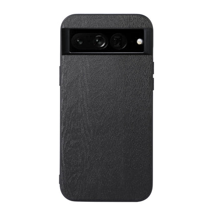 Wood-grain PU phone case with camera cutout, dark finish