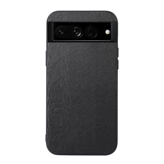 Wood-grain PU phone case with camera cutout, dark finish