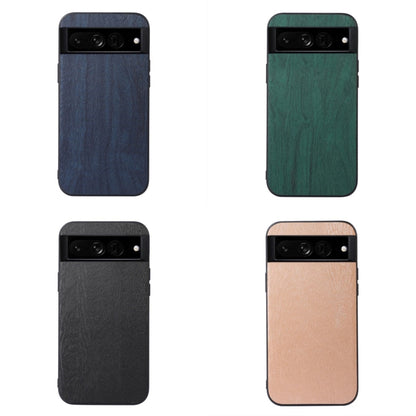 Wood-grain PU phone cases showing blue, green, black, and beige styles