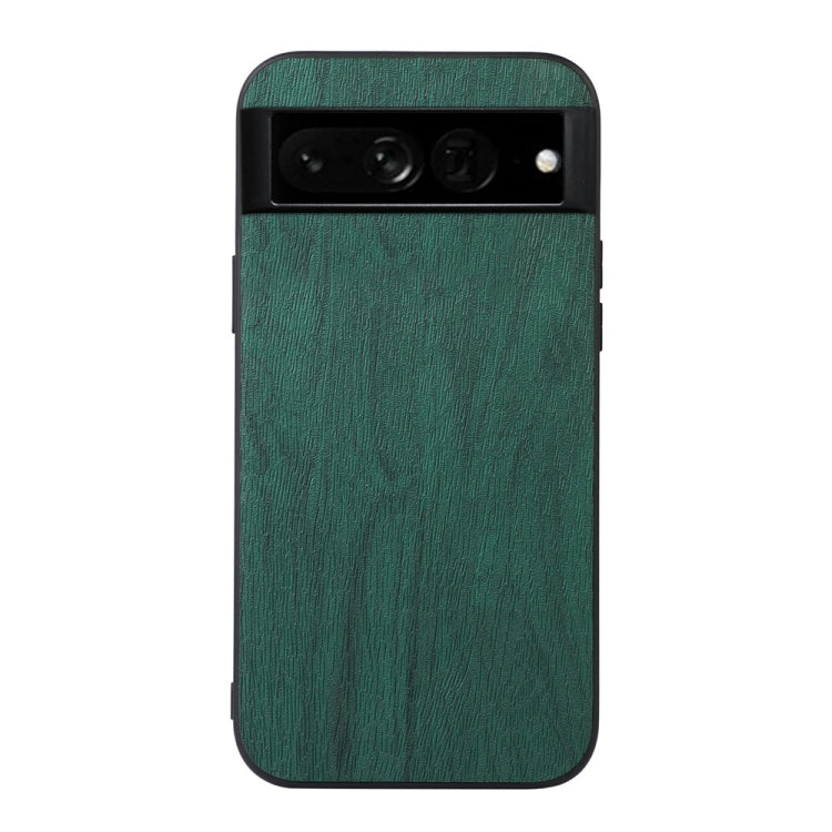 Wood-grain PU phone case with camera cutout, green finish