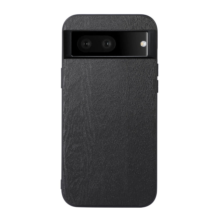Wood-grain PU phone case with camera cutout, black finish