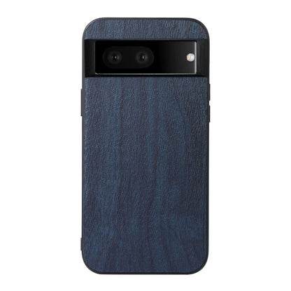Wood-grain PU phone case with camera cutout, dark blue finish