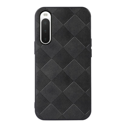 Black plaid PU phone case with diamond quilt pattern and camera cutout
