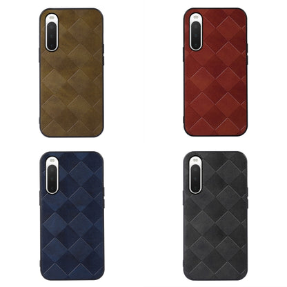 Assorted plaid PU phone cases with diamond pattern in brown, red, blue, and black