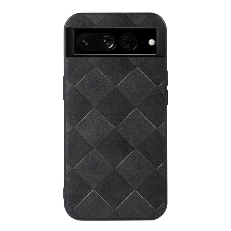 Black plaid PU phone case with raised diamond pattern and camera cutout