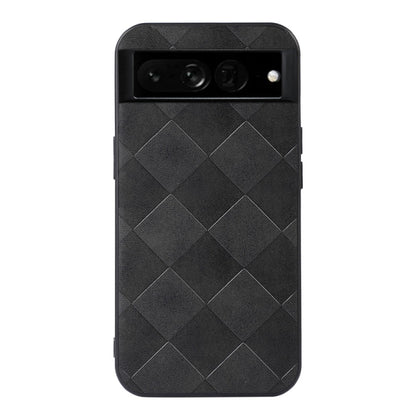 Black plaid PU phone case with raised diamond pattern and camera cutout