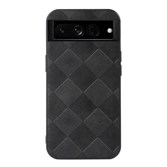 Black plaid PU phone case with raised diamond pattern and camera cutout