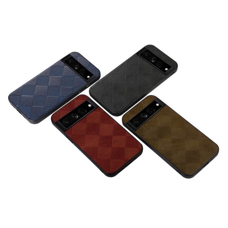 Plaid PU phone cases in blue, black, red, and brown with diamond pattern fronts