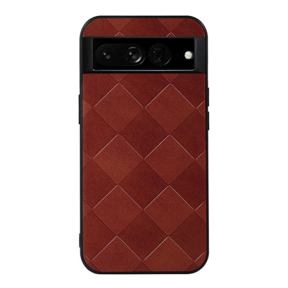 Red plaid PU phone case with diagonal diamond pattern and camera cutout