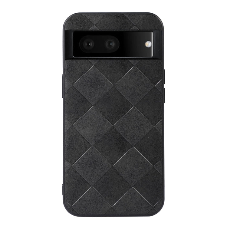 Black plaid PU phone case with diagonal diamond texture and top camera window