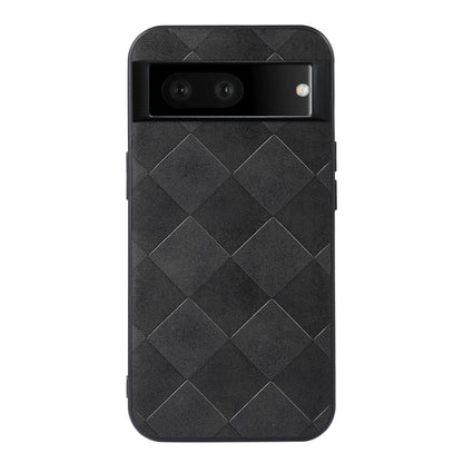 Black plaid PU phone case with diagonal diamond texture and top camera window