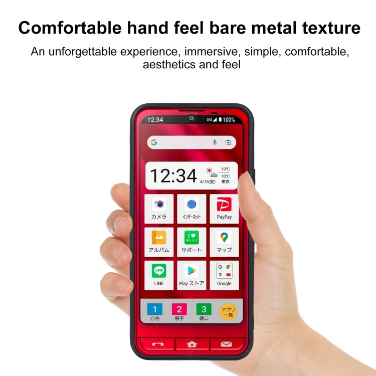 Black TPU phone case held in hand, with camera and button cutouts