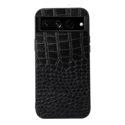 Black crocodile-texture leather phone case for Pixel phones, rear camera cutouts