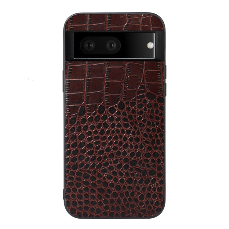 Coffee-brown crocodile-texture leather phone case, camera lens cutouts