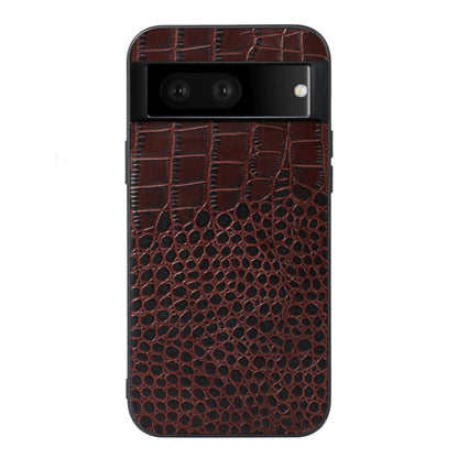 Coffee-brown crocodile-texture leather phone case, camera lens cutouts