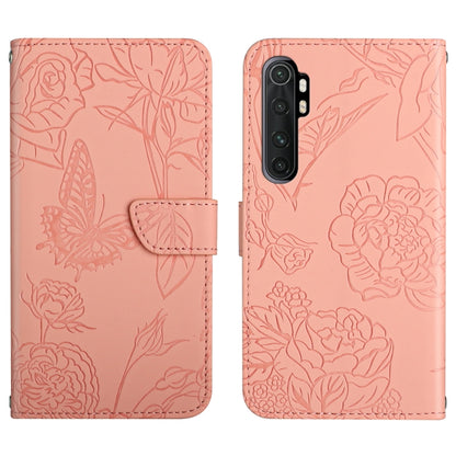 Light pink embossed floral butterfly phone wallet case with camera and port openings