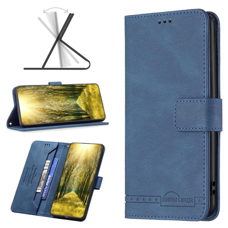 Blue leather flip phone case with magnetic closure and inner card slots