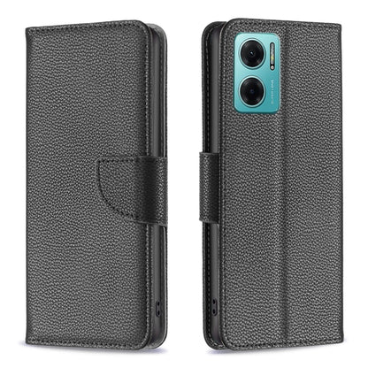 Black textured leather phone case with flip cover and cutout for camera and ports.