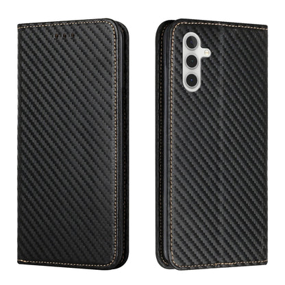 Black carbon fiber texture flip phone case with leather-look border and card slot