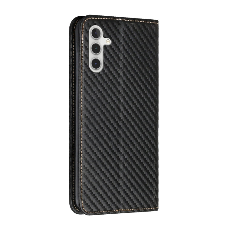 Black carbon fiber texture phone case with triple-camera cutout and leather-look trim