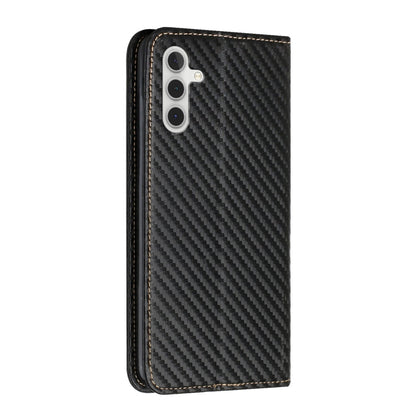 Black carbon fiber texture phone case with triple-camera cutout and leather-look trim