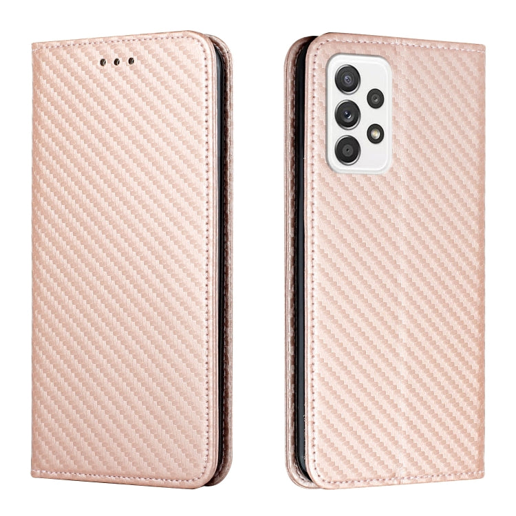 Rose gold carbon-fiber textured leather flip phone case with camera cutout and buttons