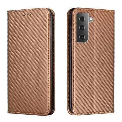 Brown carbon-fiber texture flip phone case with leatherette back and vertical camera cutout