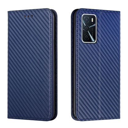 Blue carbon-fiber texture flip phone case with leatherette back and camera cutout