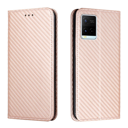 Light rose carbon-fiber textured leather flip phone case with camera cutout and speaker port