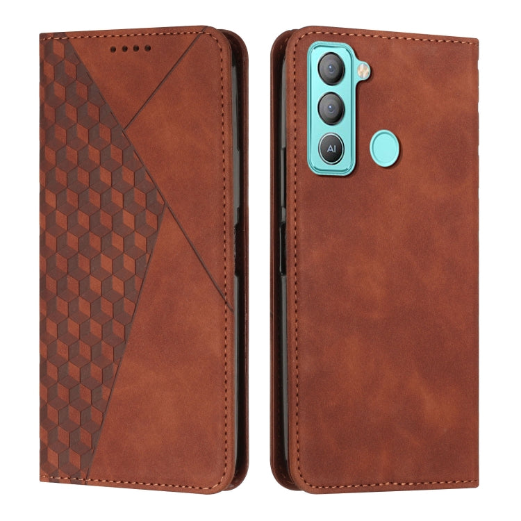 Brown leather magnetic folio phone case with camera cutout and smooth button cover