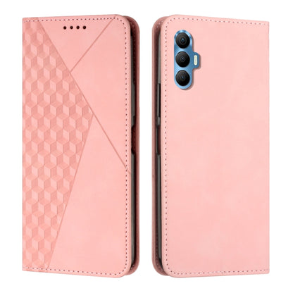 Rose gold magnetic leather phone case with camera cutouts and diamond-texture flip cover