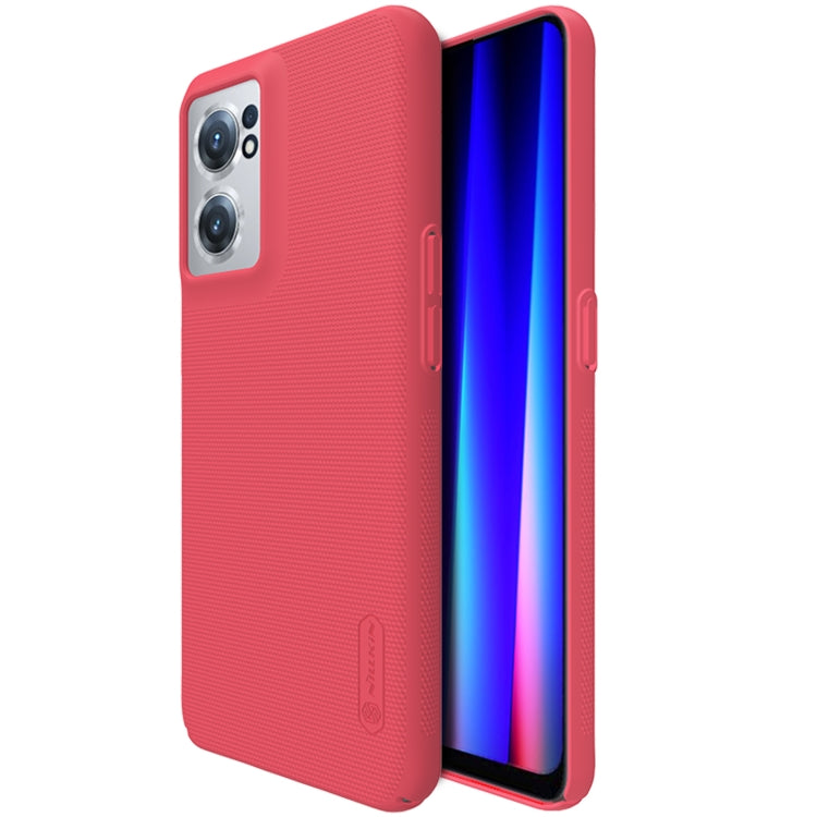NILLKIN frosted PC phone case in red with textured grip and camera cutouts