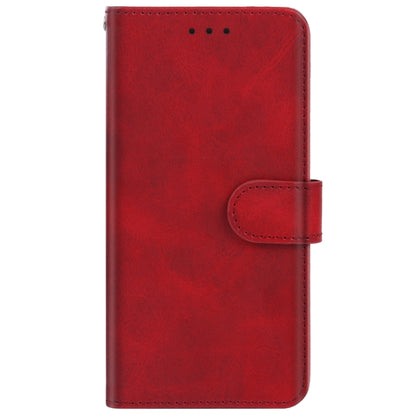 Red leather folio phone case with magnetic flap and stitched button for Nokia X100