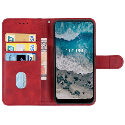 Red leather wallet phone case with card slots and viewing cover for Nokia X100