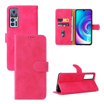 Pink leather magnetic flip phone case with card slots and front camera cutout.