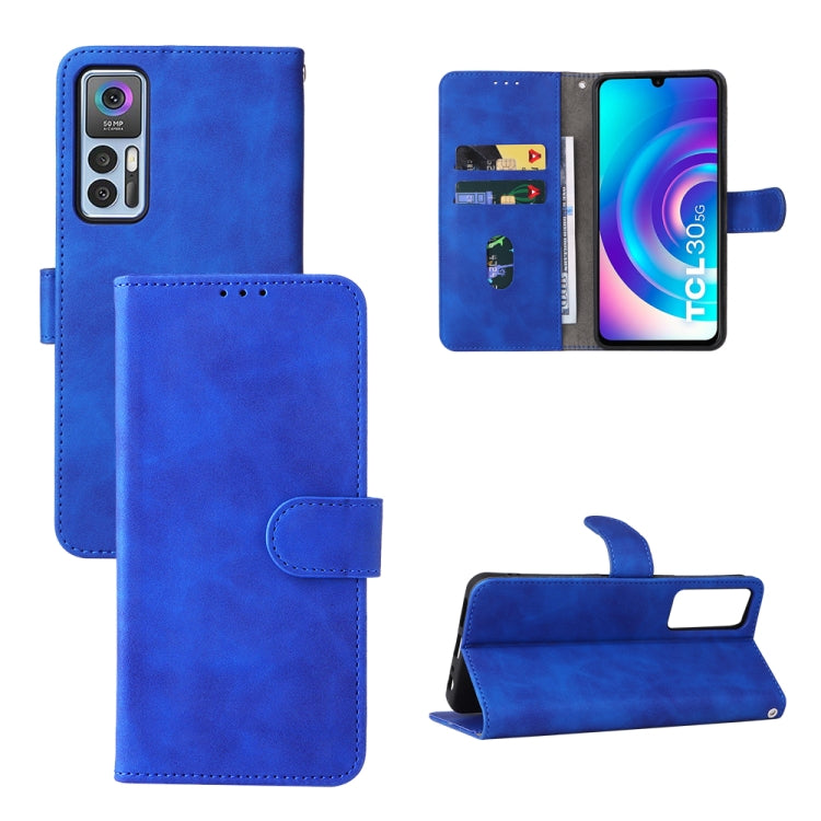 Blue leather magnetic flip phone case with card slots and front camera cutout.